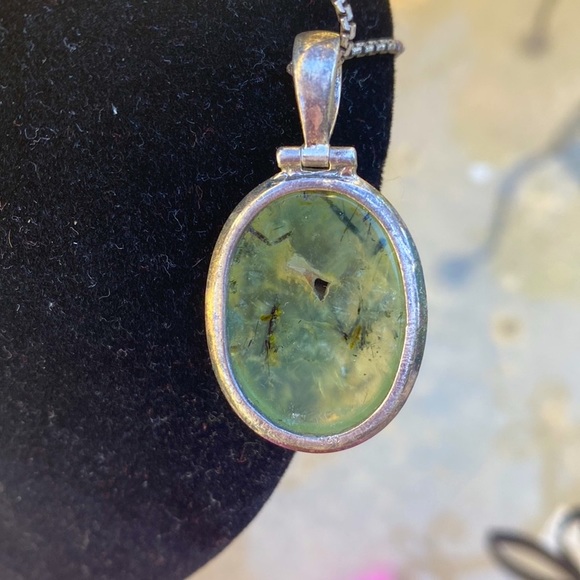 SUPERB GREEN PRENITE! PENDANT Sterling Silver 925 - Picture 4 of 7